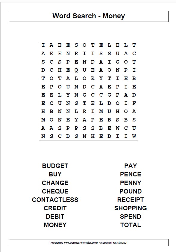 Word Search Money North Yorkshire Partnerships